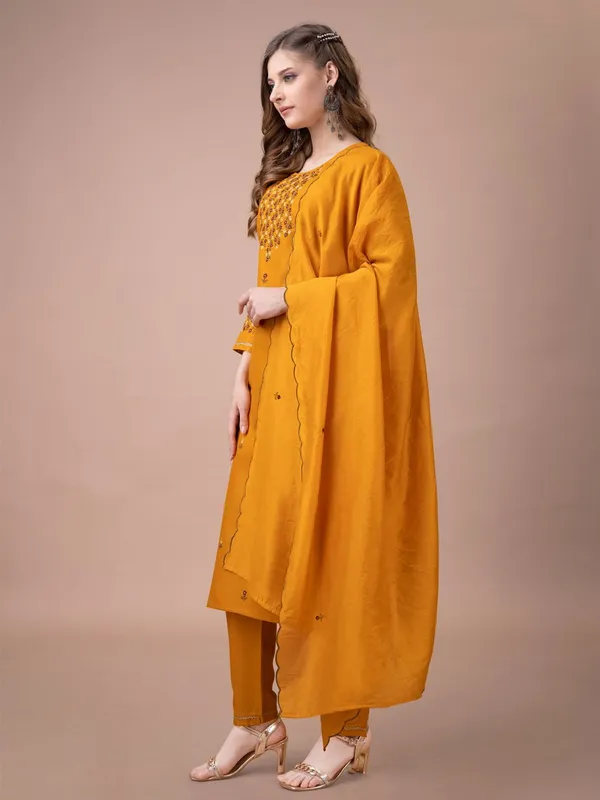 Yellow_&_Mustard_Kurta_Pant_Dupatta_Set_For_Women