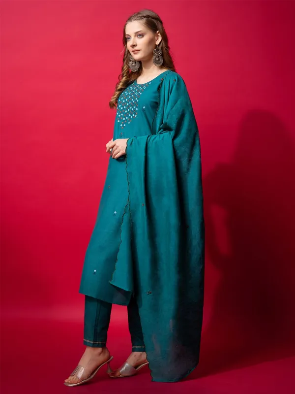 Blue_&_Rama_Kurta_Pant_Dupatta_Set_For_Women