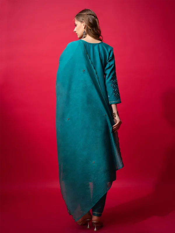 Blue_&_Rama_Kurta_Pant_Dupatta_Set_For_Women