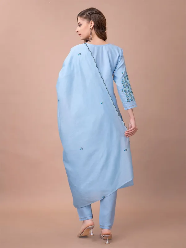 Blue_&_Sky_Blue_Kurta_Pant_Dupatta_Set_For_Women