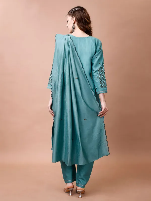 Green_&_Teal_Kurta_Pant_Dupatta_Set_For_Women