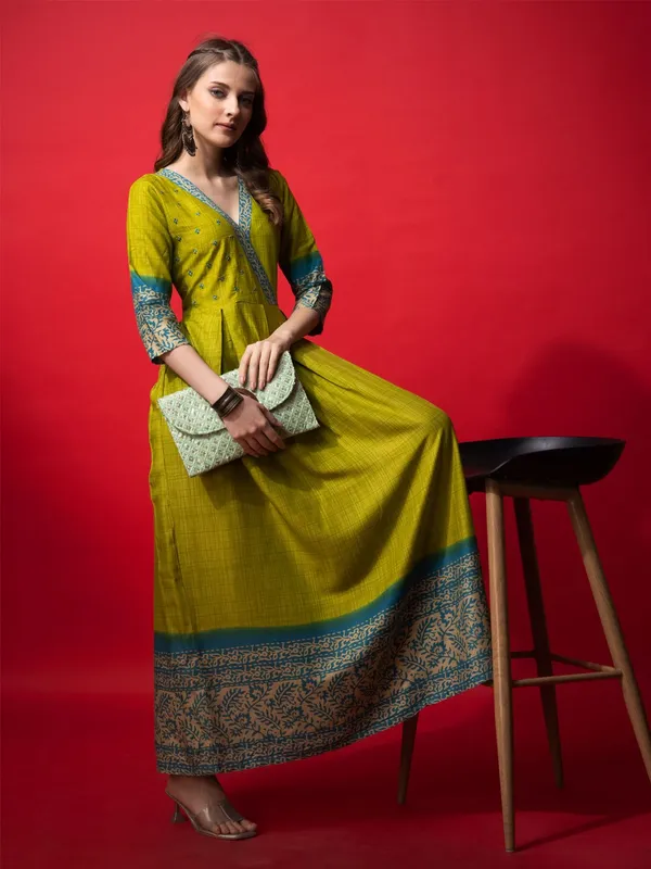 Green_&_Parrot_Green_Printed_Anarkali_Kurta_For_Women