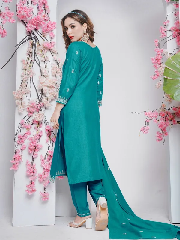 Green_&_Rama_Kurti_Pant_Dupatta_Set_For_Women