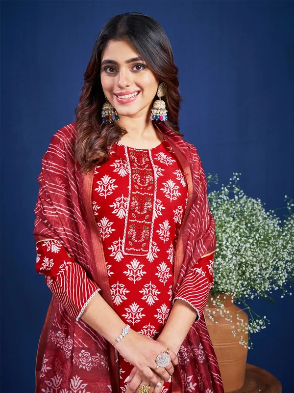 Maroon_Kurta_Pant_Dupatta_Set_For_Women