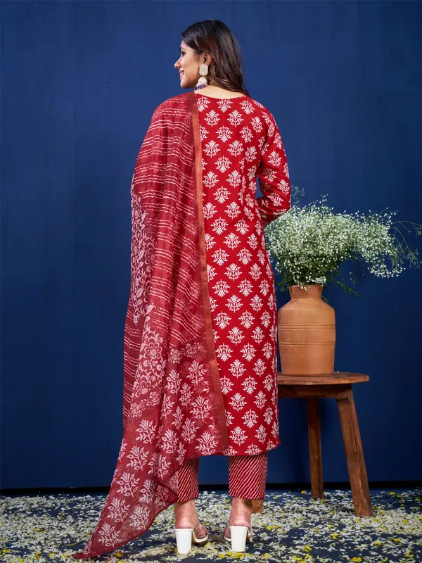 Maroon_Kurta_Pant_Dupatta_Set_For_Women