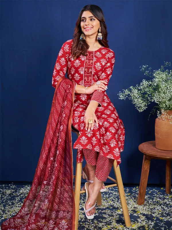 Maroon_Kurta_Pant_Dupatta_Set_For_Women