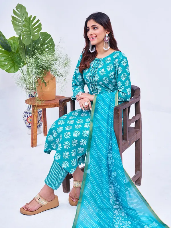 Blue_&_Rama_Kurta_Pant_Dupatta_Set_For_Women