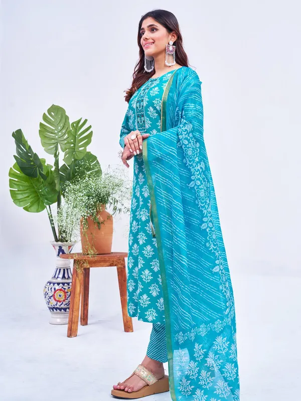 Blue_&_Rama_Kurta_Pant_Dupatta_Set_For_Women