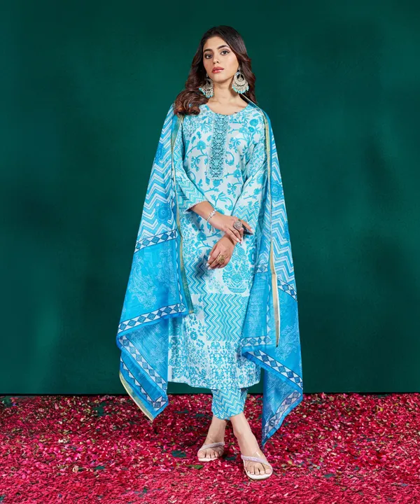 Light_Blue_&_SkyBlue_Kurta_Pant_Dupatta_Set_For_Women