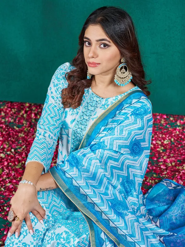 Light_Blue_&_SkyBlue_Kurta_Pant_Dupatta_Set_For_Women