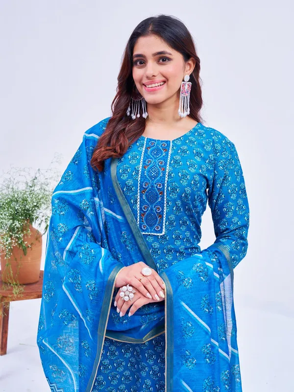 Blue_Kurta_Pant_Dupatta_Set_For_Women