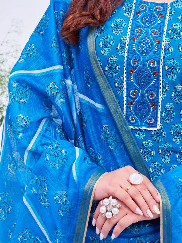 Blue_Kurta_Pant_Dupatta_Set_For_Women