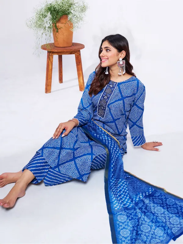 Blue_Kurta_Pant_Dupatta_Set_For_Women
