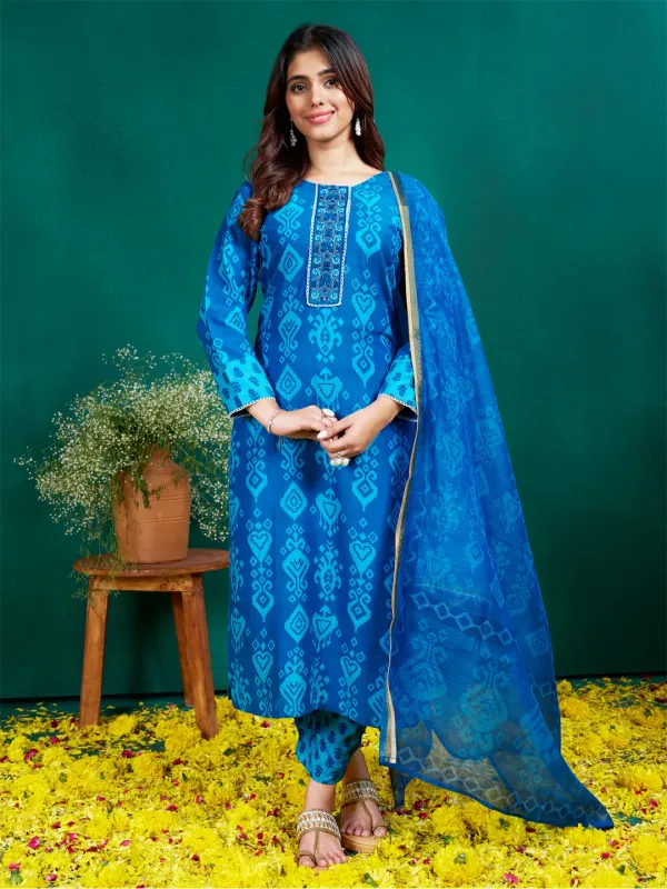 Blue_Kurta_Pant_Dupatta_Set_For_Women