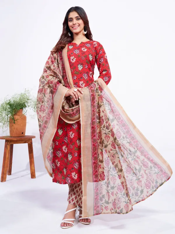 Red_Kurta_Pant_Dupatta_Set_For_Women