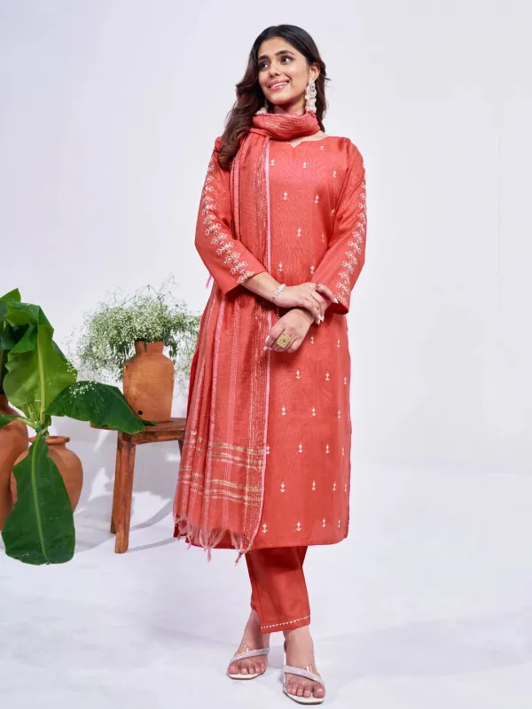 Orange_&_Coral_Kurta_Pant_Dupatta_Set_For_Women