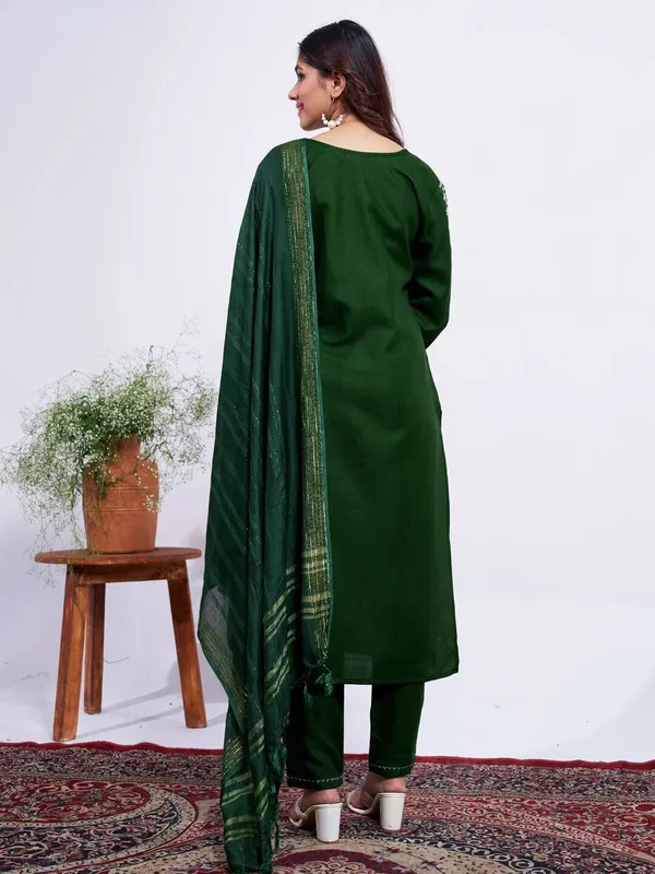 Dark_Green_Kurta_Pant_Dupatta_Set_For_Women