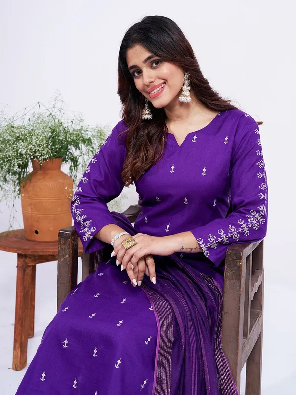 Purple_&_Jamun_Kurta_Pant_Dupatta_Set_For_Women