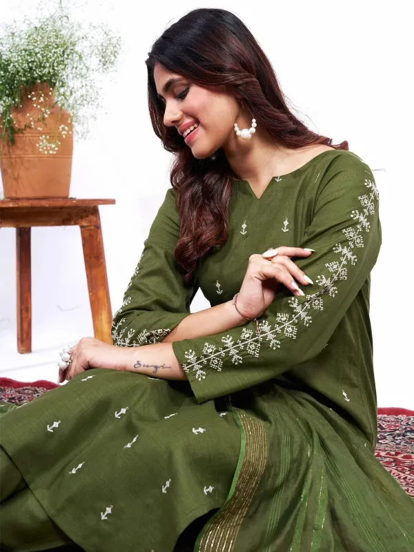 Green_&_Mehendi_Kurta_Pant_Dupatta_Set_For_Women