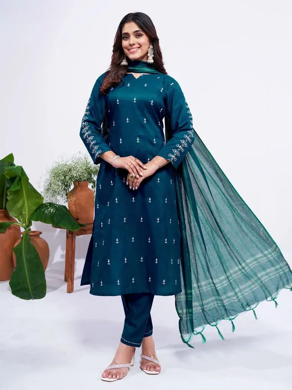 Blue_&_Morpichh_Kurta_Pant_Dupatta_Set_For_Women