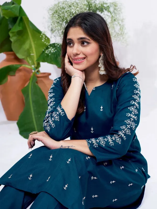Blue_&_Morpichh_Kurta_Pant_Dupatta_Set_For_Women