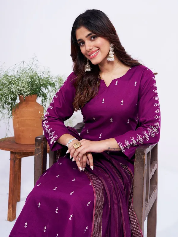 Purple_Kurta_Pant_Dupatta_Set_For_Women