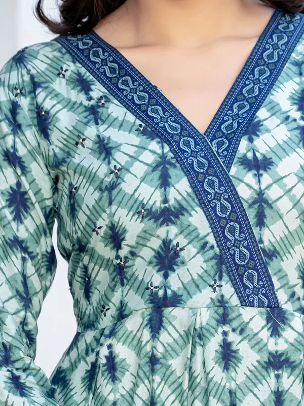 Green_&_Pista_Green_Printed_Anarkali_Kurta_For_Women