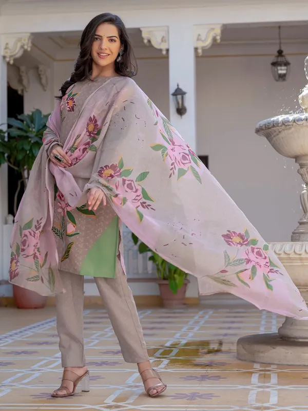 Beige_Kurta_Pant_Dupatta_Set_For_Women