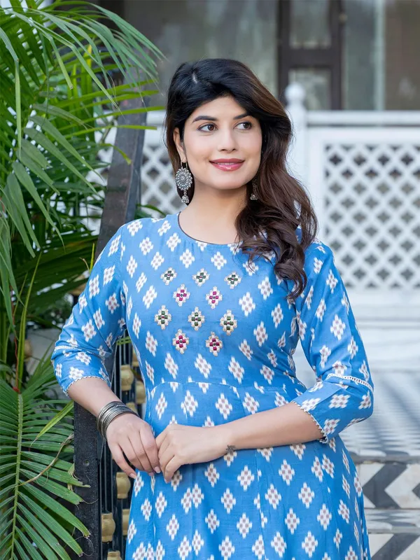 Blue_&_Skyblue_Blue_Printed_A-line_Kurta_For_Women
