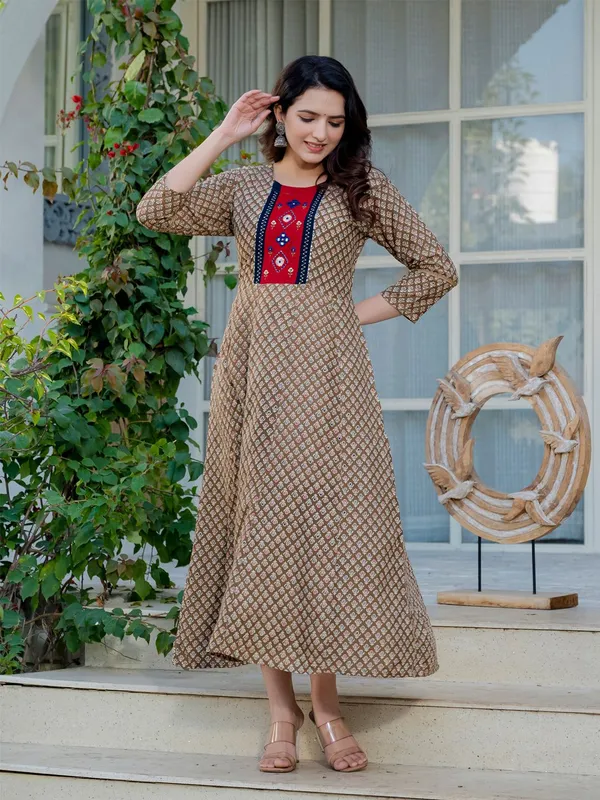 Beige_&_Khaki_Beige_Printed_A-line_Kurta_For_Women