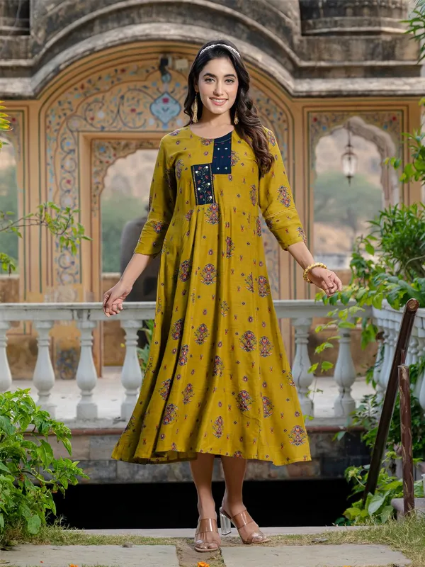 Green_&_Mehendi_Green_Printed_A-line_Kurta_For_Women