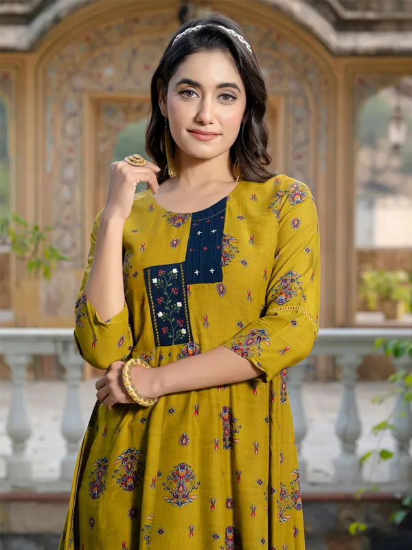 Green_&_Mehendi_Green_Printed_A-line_Kurta_For_Women