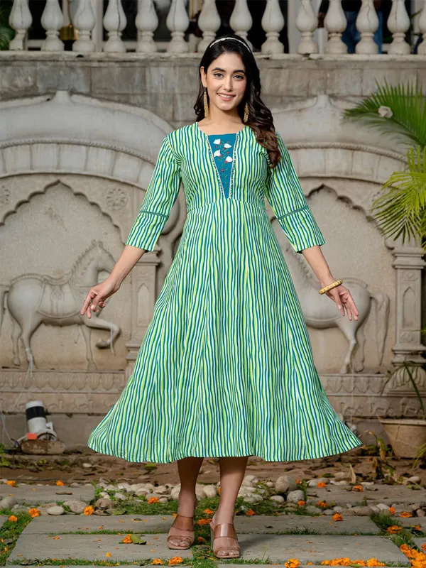 Green_&_Rama_Green_Printed_A-line_Kurta_For_Women