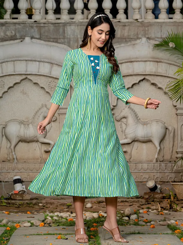 Green_&_Rama_Green_Printed_A-line_Kurta_For_Women