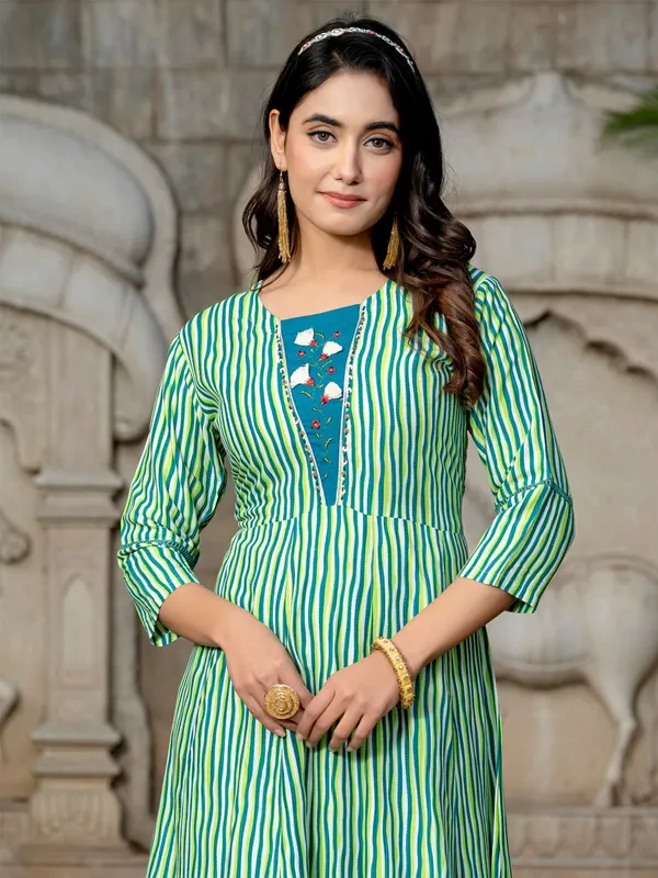 Green_&_Rama_Green_Printed_A-line_Kurta_For_Women