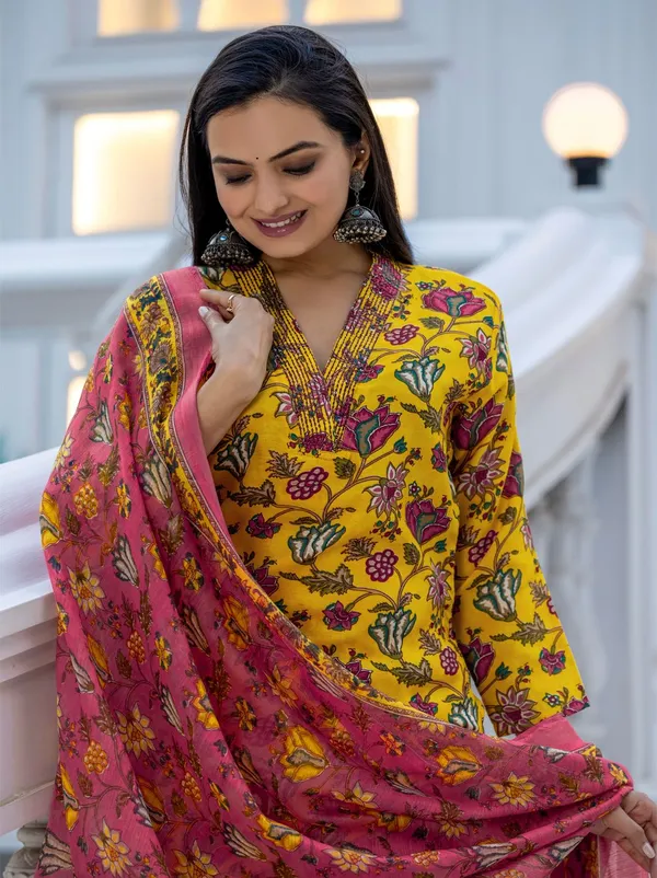 Yellow_Kurta_Pant_Dupatta_Set_For_Women
