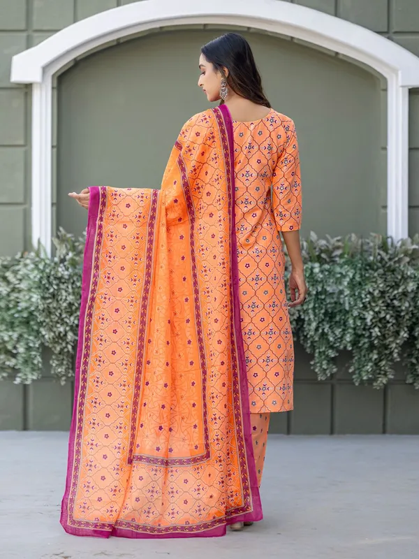 Orange_&_Coral_Kurti_Pant_Dupatta_Set_For_Women