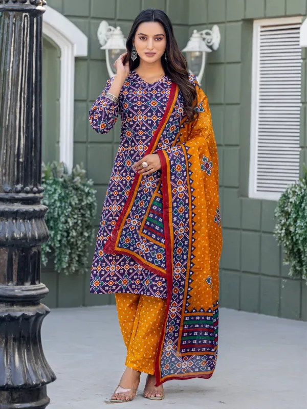 Blue_&_NavyBlue_Kurti_Pant_Dupatta_Set_For_Women