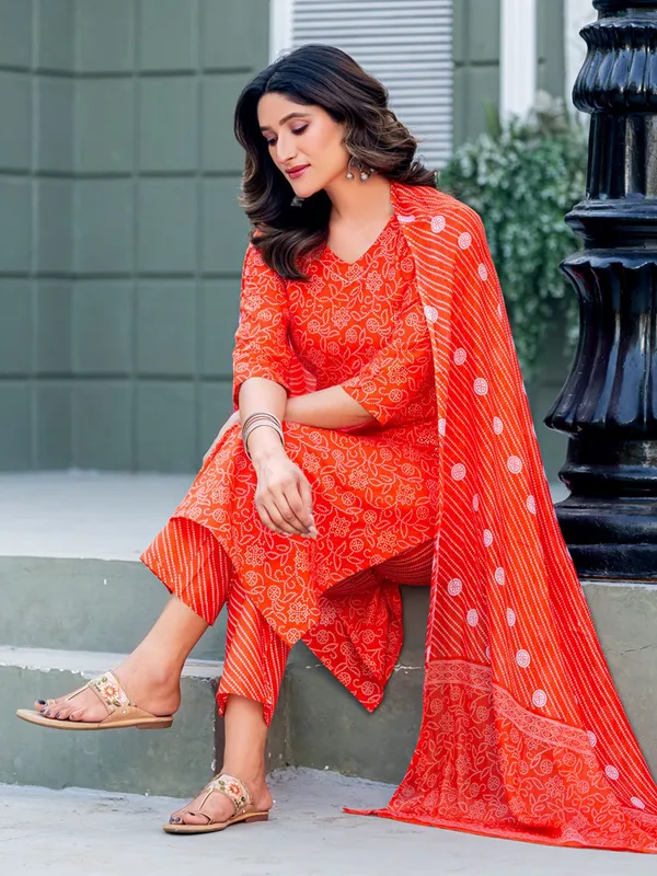 Orange_Kurti_Pant_Dupatta_Set_For_Women