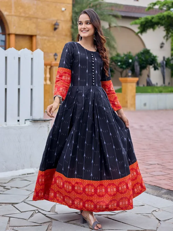 Black_Black_Printed_Anarkali_Kurta_For_Women