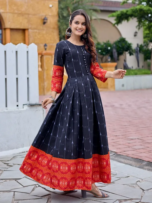 Black_Black_Printed_Anarkali_Kurta_For_Women
