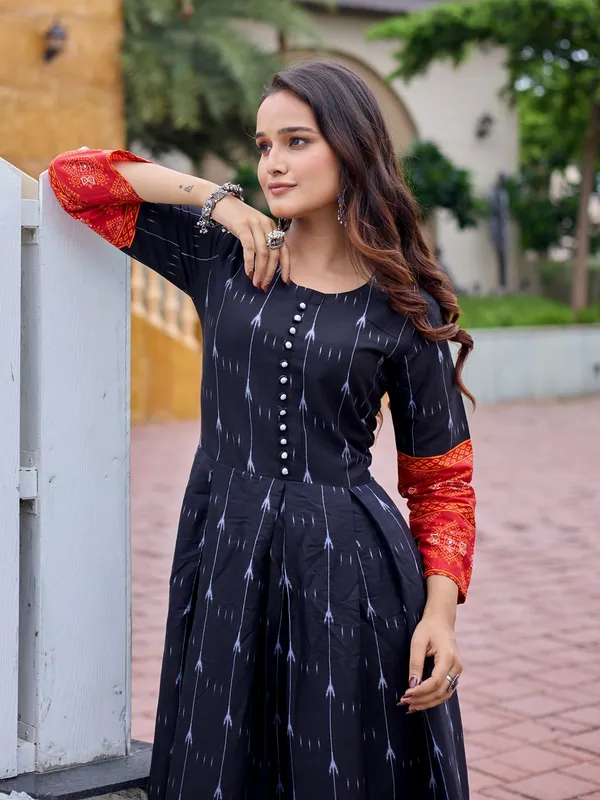 Black_Black_Printed_Anarkali_Kurta_For_Women