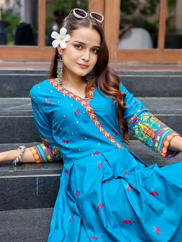 Light_Blue_&_Morpich_Light_Blue_Printed_Anarkali_Kurta_For_Women