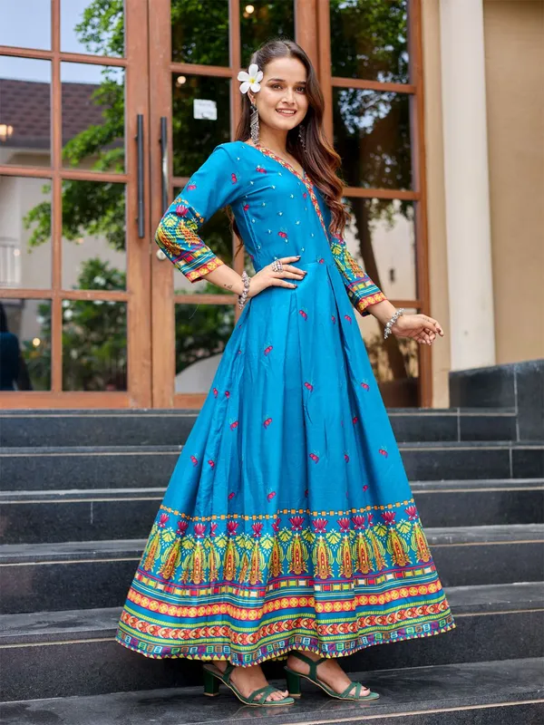 Light_Blue_&_Morpich_Light_Blue_Printed_Anarkali_Kurta_For_Women