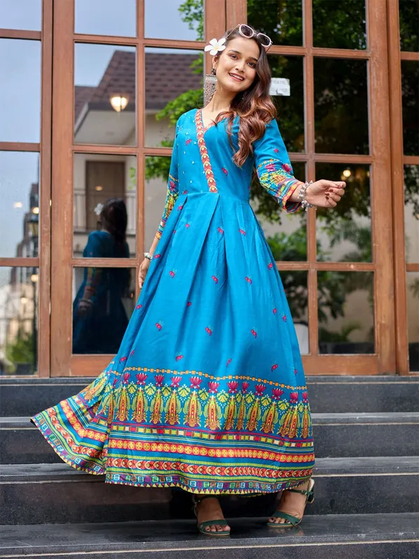 Light_Blue_&_Morpich_Light_Blue_Printed_Anarkali_Kurta_For_Women