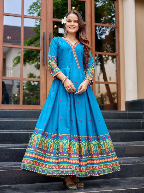 Light_Blue_&_Morpich_Light_Blue_Printed_Anarkali_Kurta_For_Women