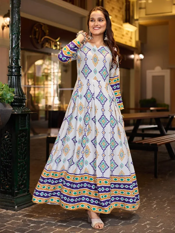 White_White_Printed_Anarkali_Kurta_For_Women
