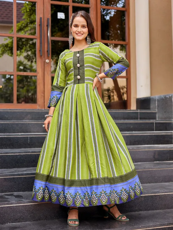 Green_&_Parrot_Green_Printed_Anarkali_Kurta_For_Women