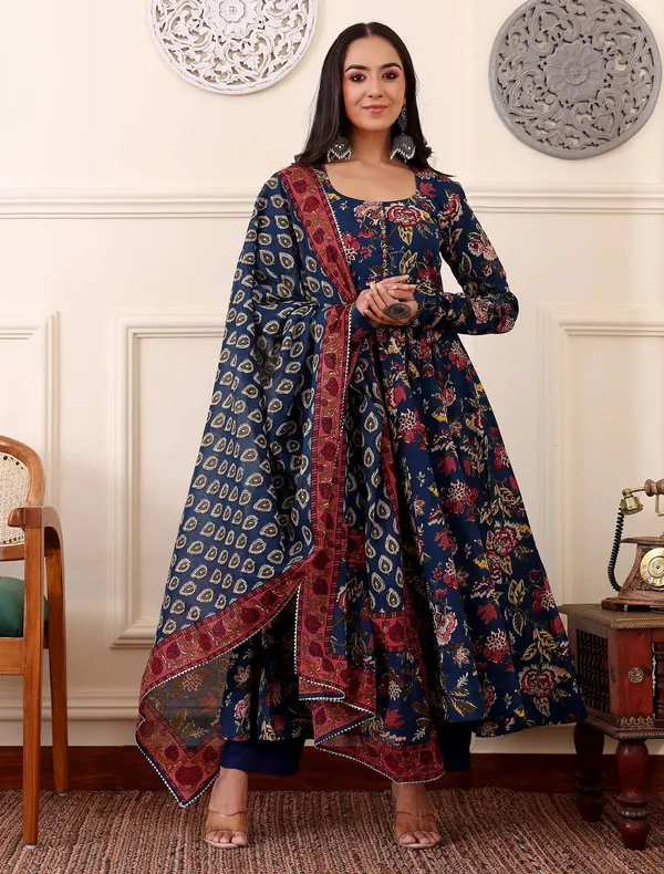 Blue_&_Morpich_Kurta_Pant_Dupatta_Set_For_Women