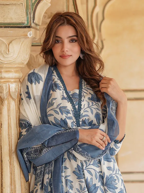 White::Blue_&_White_Kurta_Pant_Dupatta_Set_For_Women